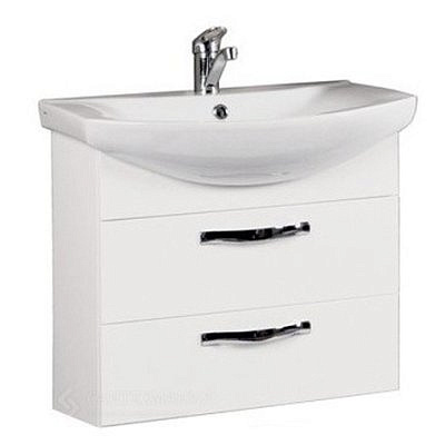 Тумба Акватон Ария 65 Н белая с раковиной Смайл 65