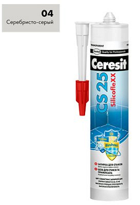 Затирка-герметик CERESIT CS 25 эластичный силиконовый  (с-серый) 280мл 