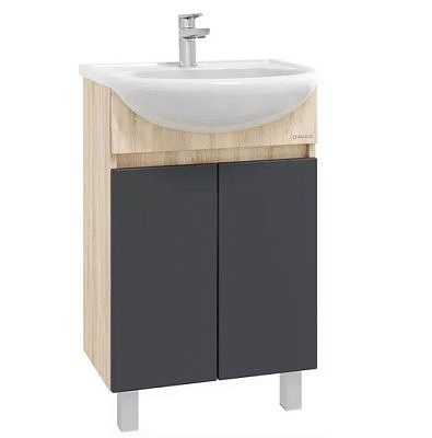 Тумба Милтон 55 напольная серая/дуб сонома без умывальника  /Оника/