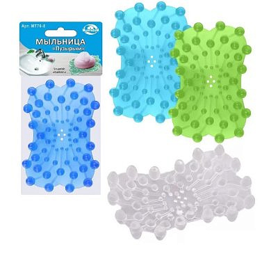 Мыльница "Пузырьки" прямоугольная  4 цвета МТ76-8