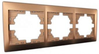 Рамка 3 места , горизантальная , золотая. Мира 701-1300-148
