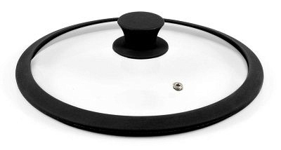 Крышка стеклянная с силиконовым ободком  20см черная 4820BL