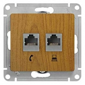 Механизм розетки телеф.+комп. 2-м RJ11+RJ45 дер. дуб SchE GLS000585