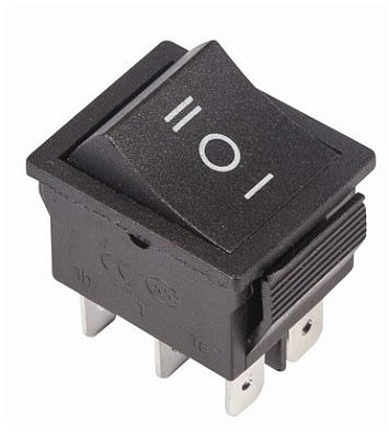 Выключатель клавишный 250V 15A (6c) черный 36-2370-1 679578