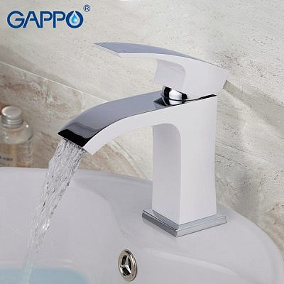 Смеситель для раковины Gappo G1007-8 белый хром