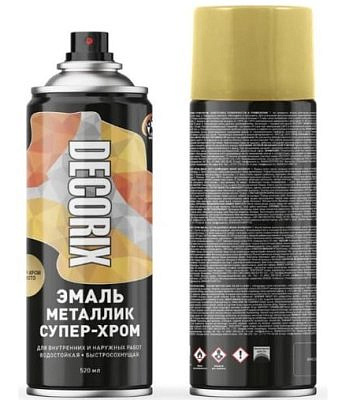 Эмаль аэрозольная DECORIX металлик супер-хром золото 520мл 