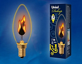 Лампа  E14 220v 3W свеча декоративная "эфект пламени" прозрачная