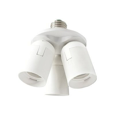 Переходник с цоколя Е27 на 3хЕ27 узкий белый. 