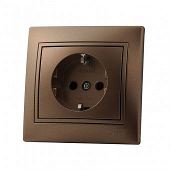 Розетка 701-3131-122 1-гн керамика с/з свет. коричн. перламутр