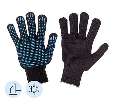 Перчатки полушерстяные с ПВХ Спец 7 класс черные