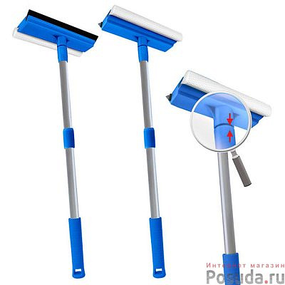 Окномойка "Мамонтенок чистолюб" 25см с телескоп.ручкой 120см, голуб