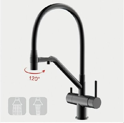 Смеситель для кухни Gappo однорычажный с подключением фильтра  для питьевой воды черный G4398-86