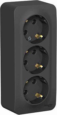 Механизм розетки Schneider BLANCA роз. ОУ 3 мест. 16А антрацит (пл.осн., земля, изол.пл.) BLNRA010316 (5!)