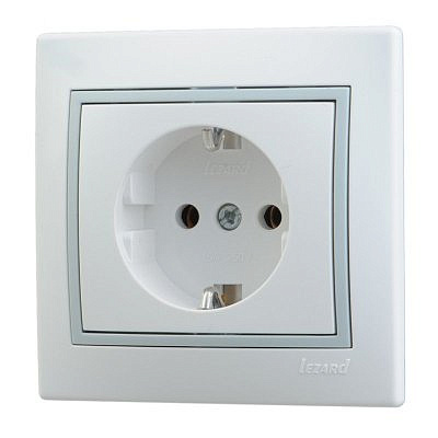 Розетка 701-0215-122 1гн керам. с/з бел.с серой встав.Мира