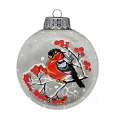 Шар "Задумчивый снегирь", 100 мм., в подарочной упаковке - кормушке КУК-100-204102