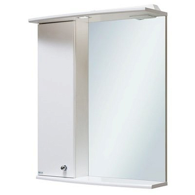 Зеркало шкаф Ирлен Ирис 55 белый без светильника левый