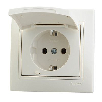 Розетка 701-0303-123 1-гн керам. с крышк.с/з крем.Мира