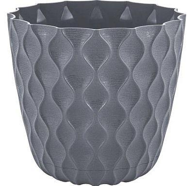 Горшок для цветов InGreen Wave d270 10л с дренажной сеткой и съемным поддонном, Вулканический серый
