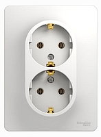 Розетка 2-м с заземлением в сборе белая SchE GLS000124