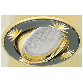 Светильник Ecola встроеный поворотный литой DL21 MR16 GU5.3  Четыре цветка Черный Хром/Золото 23х84 