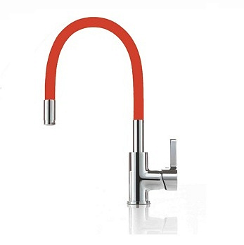 Cмеситель для кухни Ledeme L4898-1 с силиконовым изливом, красный 