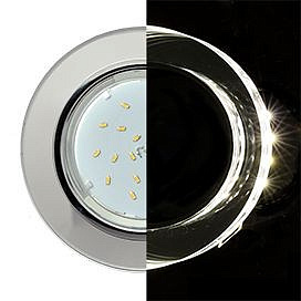 Светильник Ecola GX53-H4 LD5310 стекло, Круг с подсветкой 4К , хром-хром зеркальный  38х126