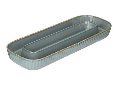 МЕНАЖНИЦА ОВАЛЬНАЯ 2 СЕКЦИИ BRONCO "SOUL KITCHEN" 30*11,5*3,5 СМ СИНЯЯ 189-365