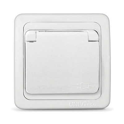 Розетка UNIVersal Валери СУ 1 мест. бел. с крышкой  (с/з, керам.осн.) В0029