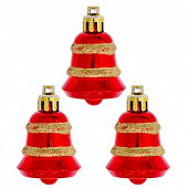 СНОУ БУМ Набор украшений 3шт, 5см, пластик, "Колокольчики", красный, HP5003-323/1S03