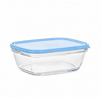 Контейнер FRESHBOX стекло прямоугольный с голубой крышкой 1,7л 