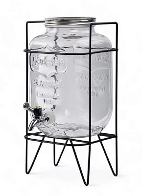 Банка с краником YORKSHIRE 4л стеклянная на металлической  подставке GL003