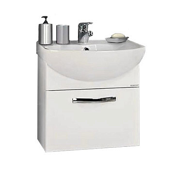 Тумба Акватон Ария 50 белая с раковиной Смайл 50