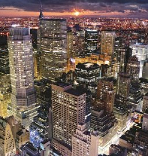 Фотообои Ночной город 400*270 кожа