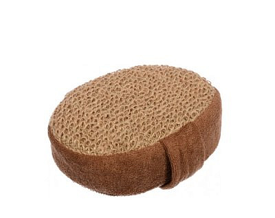 Мочалка из рами,объемная овальная с хлопком 10*15*5 см Банные  штучки 40360
