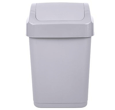 Контейнер д/мусора 25л Степ с крышкой-маятником, серый SC480411025