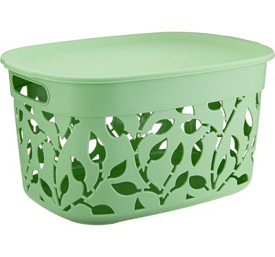 Коробка Флора 12л с крышкой мята