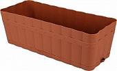 Ящик для цветов "Изюминка" 12л с поддоном прямоугольный коричневый