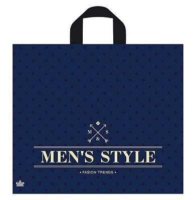 Пакет Менс стиль синий с петлевой ручкой, 34*40 см, 70 мкм ПВД