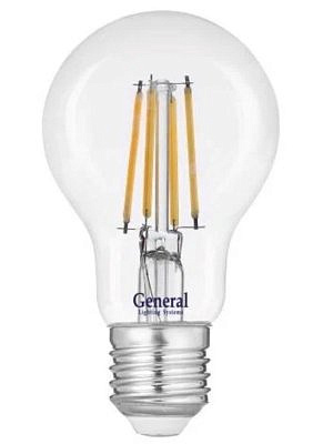 Светодиодная лампа General Е27 10W 4500K 4K 60x105 филамент ЛОН A60 нитевидная, прозрачная 645800  