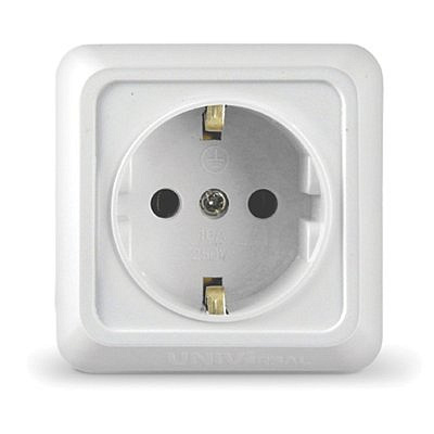 Розетка UNIVersal Олимп ОУ 1 мест. бел. (с/з, керам.осн.) О0028