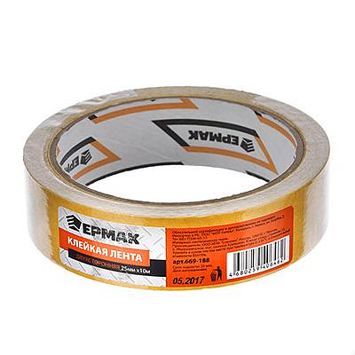 Клейкая лента двухсторонняя 25мм х 10м, (ткань осн., инд.упаковка)
