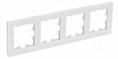 Рамка NATURE рамка СУ 4 места., НАТУРАЛЬНОЕ СТЕКЛО, БЕЛЫЙ ATN360104