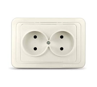 Розетка UNIVersal Валери СУ 2 места слоновая Кость (керамическое основание) Б-В0102