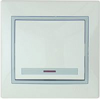 Переключатель 1-клавиша , белый с серой вставкой , с подсветкой 701-0215-111 Мира