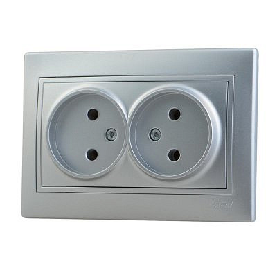 Розетка 701-1010-128 2гн керамика б/з метал.сер.вст. Мира