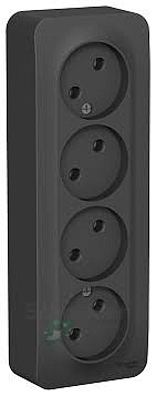 Механизм розетки Schneider BLANCA роз. ОУ 4 мест. 16А антрацит (пл.осн., изол.пл.) BLNRA000416 (5!)