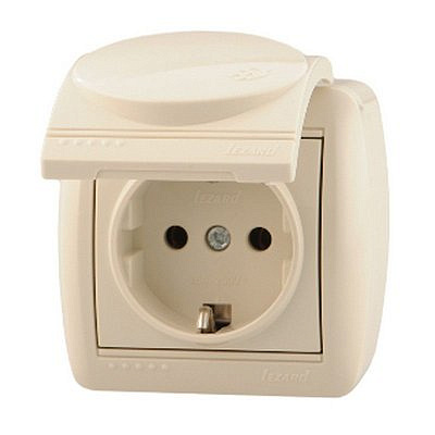 Розетка 710-0300-123 1гн. с/з керам. крем. с крышкой