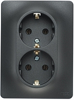 Розетка 2-м с заземлением в сборе антрацит SchE GLS000724