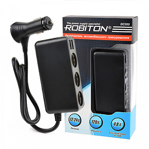 Разветвитель прикуривателя Robiton DC203 на 3гн 12вольт 10А 2USB 12v 4.8a