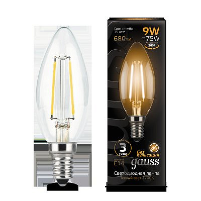 Лампа Gauss LED-F Candle  9W/2700 E14 прозрачная